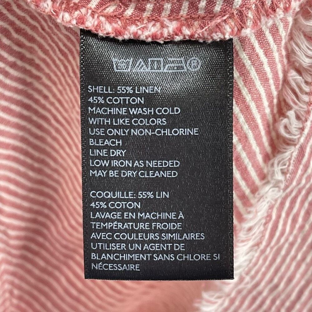 BDG Linen Blend High Neck Raw Hem Open Back Railroad Stripe Tank Top Mauve Small - Picture 5 of 6